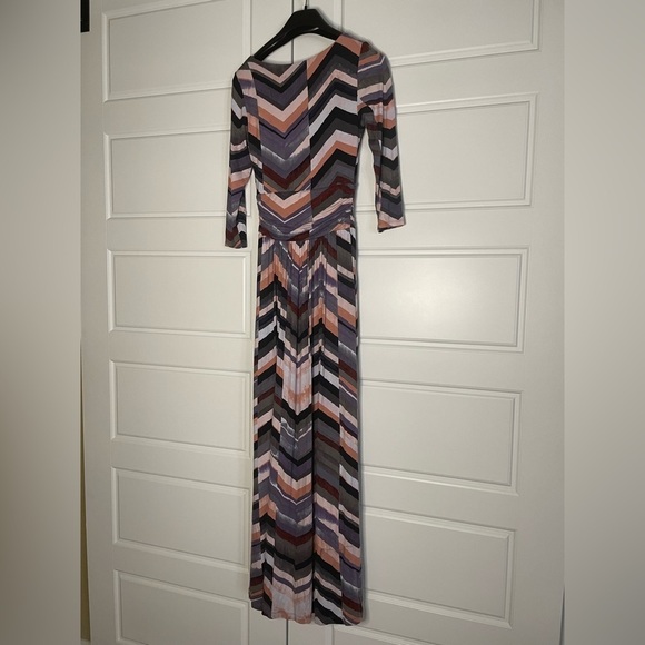 Anthropologie Maeve Novella Chevron Print Maxi Dress 3/4 Sleeves - Picture 6 of 9